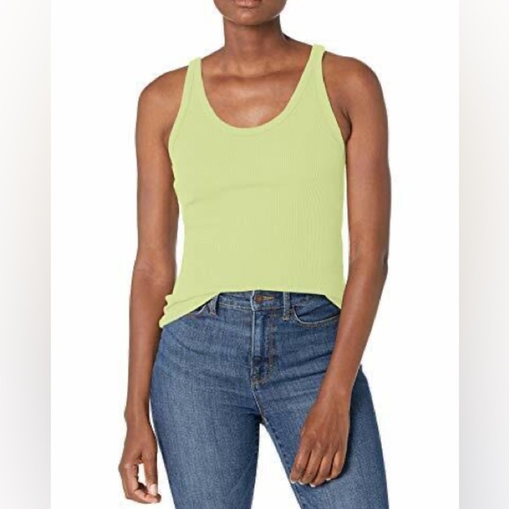 MONROW Brushed Rib Tank in Lime Green XS